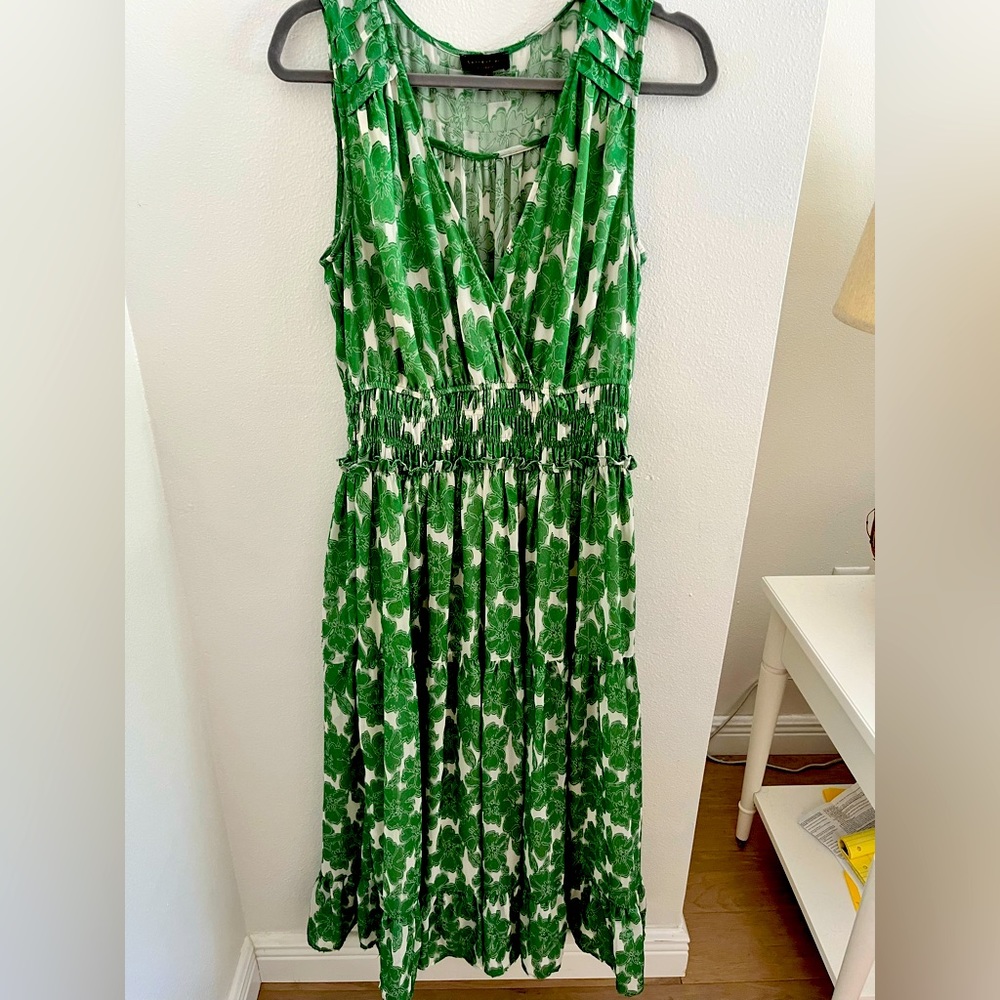 Anthropologie, Current Air, Green Floral Maxi, size Medium